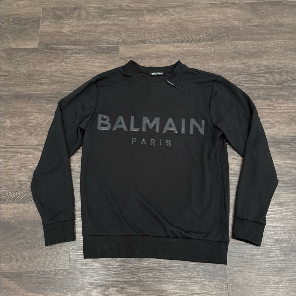 Balmain Black Logo Crewneck Sweater for Men size XS